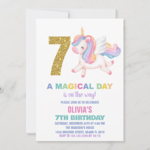 7 Rainbow Unicorn - Convites de aniversário