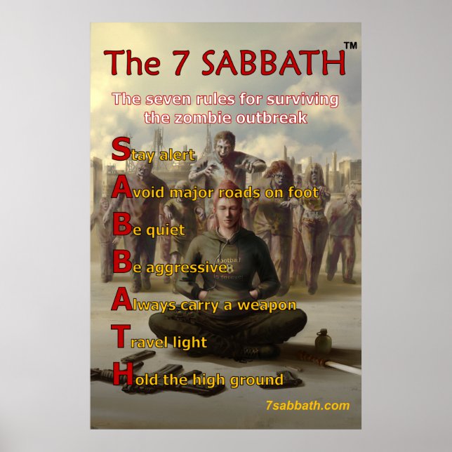 7 SABBTH Zombie Survival Poster (Frente)