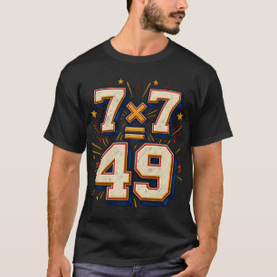 7 x 7 = 49 Camiseta Retro de Matemática