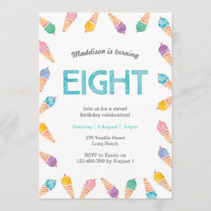 8ª Festa de aniversário Convite para Sorvete arc