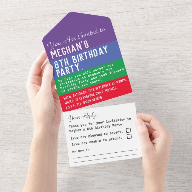 8ª Festa de aniversário, Tudo em Um Convite (Aba destacável)