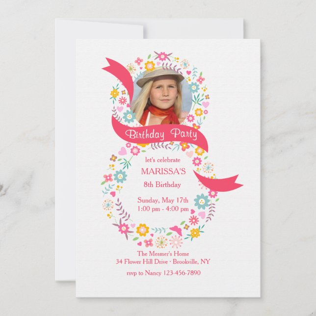 8º Convite de Fotografia de Aniversário (Frente)