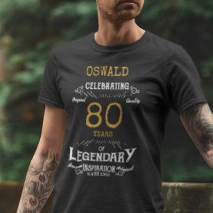 80 Birthday Black White Dourado Mens T-Shirt