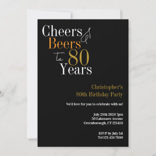 80 Birthday Cheers and Beers Convite de festas