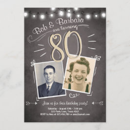 80 Birthday Convite Vintage Twins aniversário