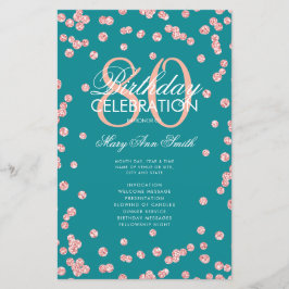 80 Birthday Programa Rosa Dourado Glitter