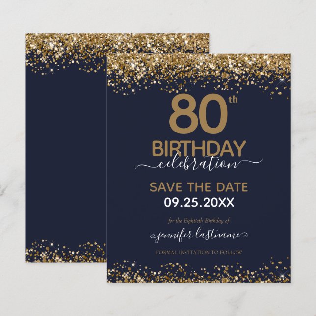 80 Birthday Salvar Convite de Orçamento de Data (Frente/Verso)