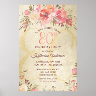 80 Birthday Shimmer Design Poster