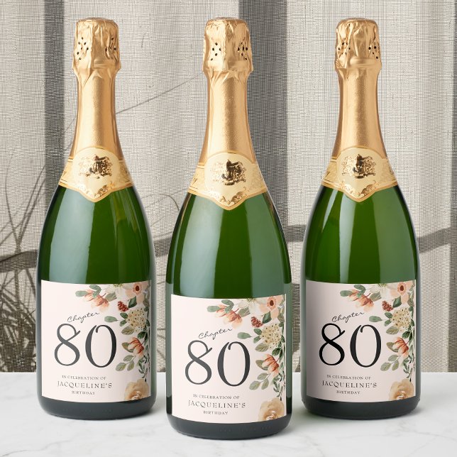 80 Birthday Vintage Floral (80th Birthday Vintage Floral Sparkling Wine Label
Transform that bottle into a memorable keepsake.)