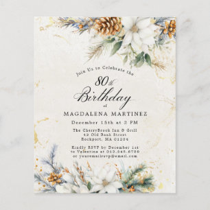 80 Birthday Winter White Floral Invance