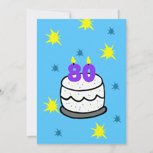 80 Convite de aniversário 80 Vela no Bolo (Frente)