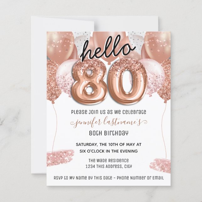 80 de balões brilhantes rosa (Frente)