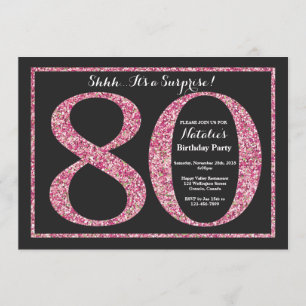80 de Surpresa - Lente Rosa de Convite de Anivers