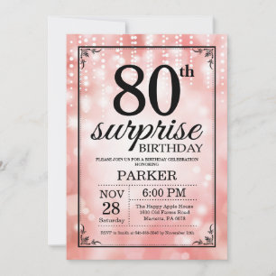 80 de Surpresa - Lente Rosa de Convite de Anivers