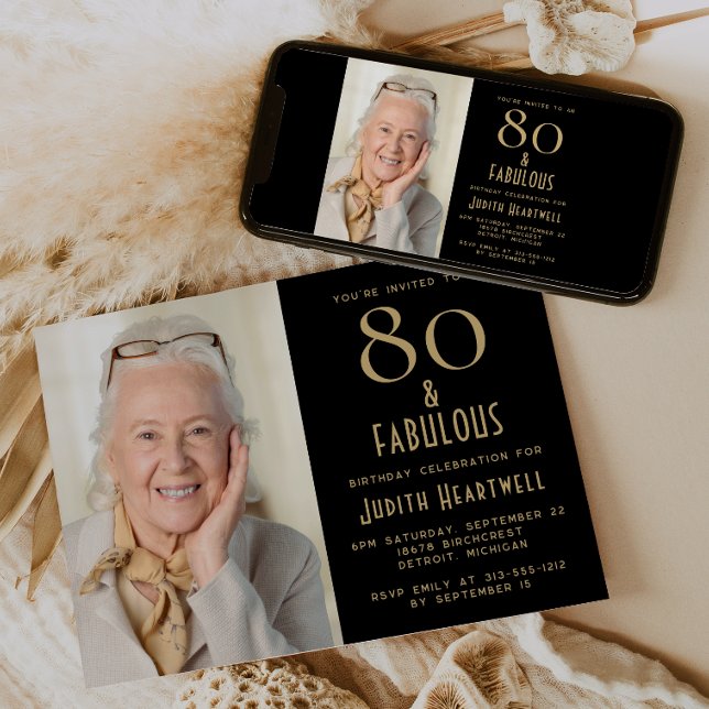 80 e Fabuloso | Convite de Aniversário de 80 anos (Criador carregado)