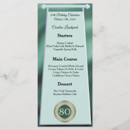 80 Feliz Aniversário Verde Menu Folha de Folha