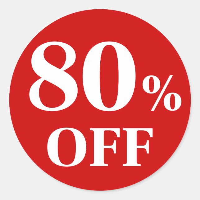 80% OFF Adesivo Redondo Clássico de Fundo Vermelho (Frente)