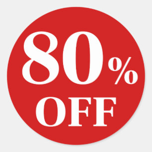 80% OFF Adesivo Redondo Clássico de Fundo Vermelho