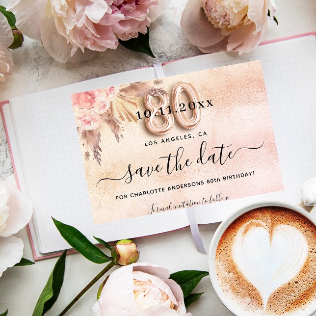 80 pampas rosa salve o cartão de data (Criador carregado)