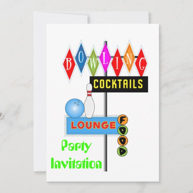 80s boliche temático do partido do convite de (Frente)