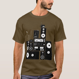 80s engrenagem estereofónica "auto" camisa revers