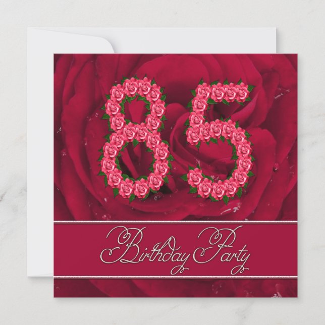 85º convite de aniversário com rosas (Frente)