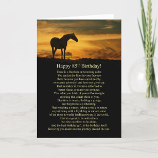 85.º Cartão de aniversário com Cavalo e Sunset