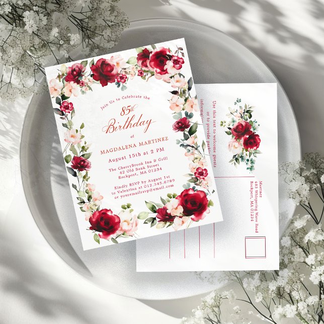 85.º Convite à Rosa vermelha de Aniversário Pink P (Criador carregado)