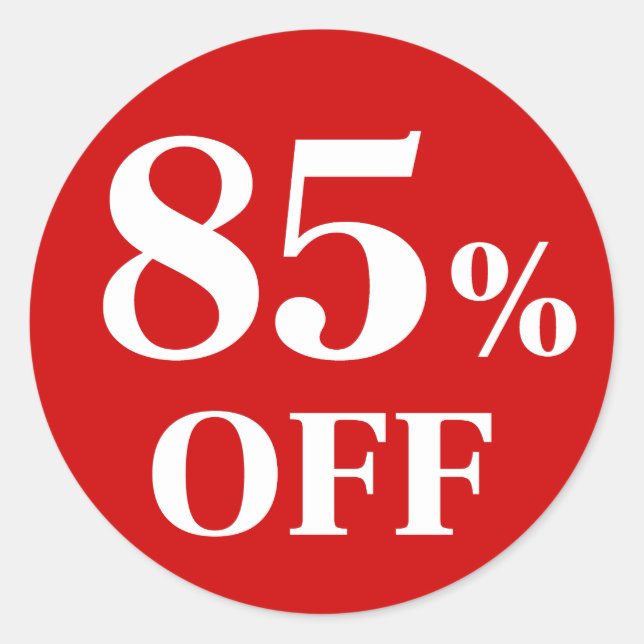 85% OFF Adesivo Redondo Clássico de Fundo Vermelho (Frente)