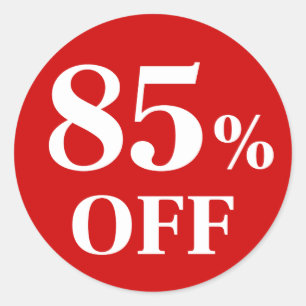 85% OFF Adesivo Redondo Clássico de Fundo Vermelho