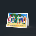 85th Cartão de aniversário para um pai - cabanas<br><div class="desc">Um 85th cartão de aniversário para um pai com fileira de cabanas da praia de uma colagem de papel pintado à mão por Judy Adamson. Você pode personalizar o interior do cartão e eu posso facilmente mudar o texto da capa a pedido através de minha loja.</div>