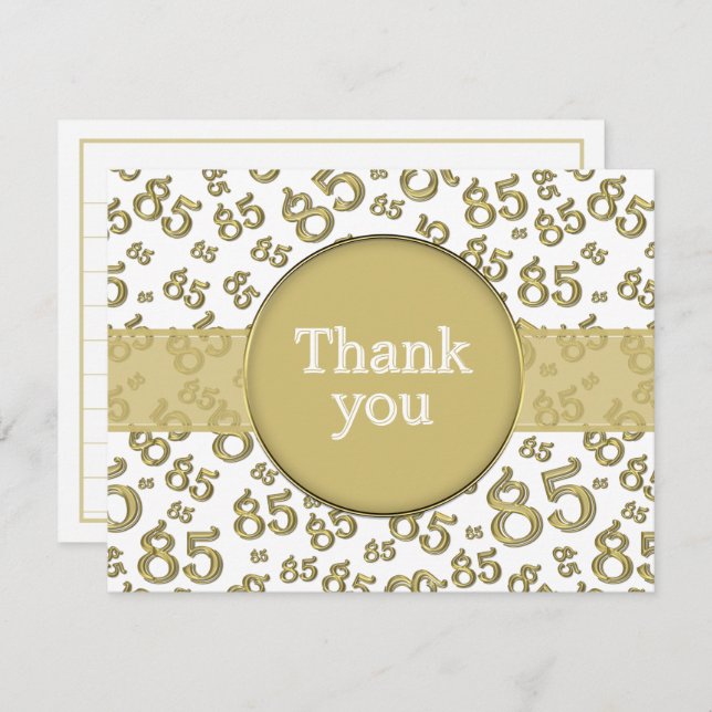 85th Thank You: Gold/White Number Pattern (Frente/Verso)