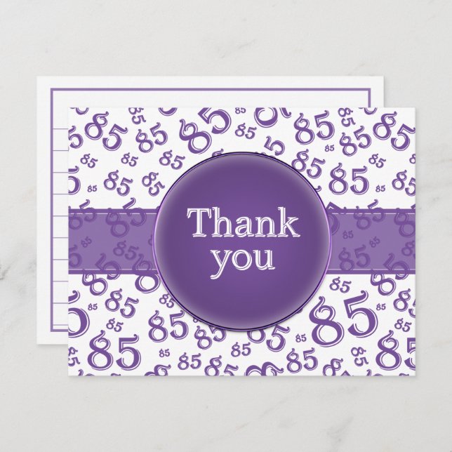 85th Thank You: Purple/White Number Pattern (Frente/Verso)