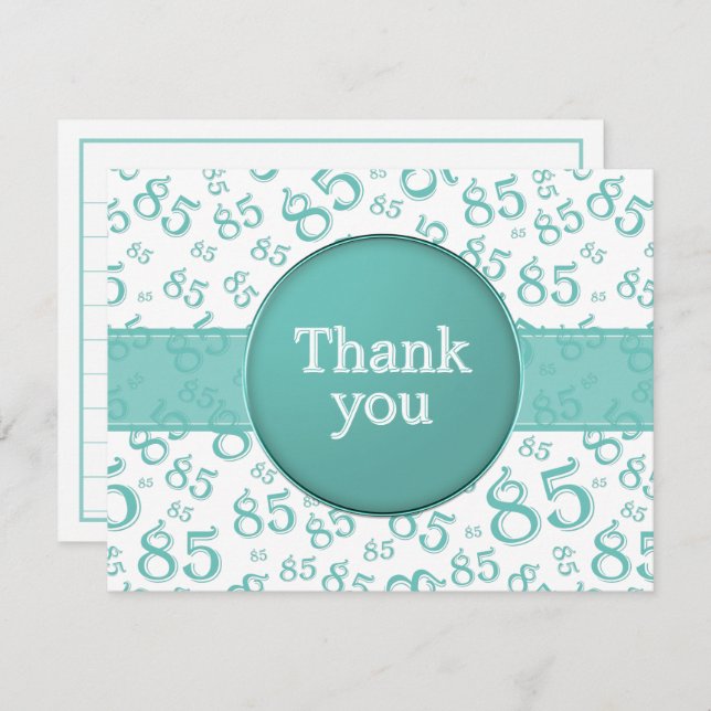 85th Thank You: Teal/White Number Pattern (Frente/Verso)
