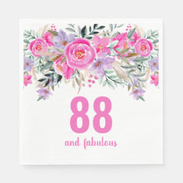 88º aniversário dos guardanapos florais cor-de-ros