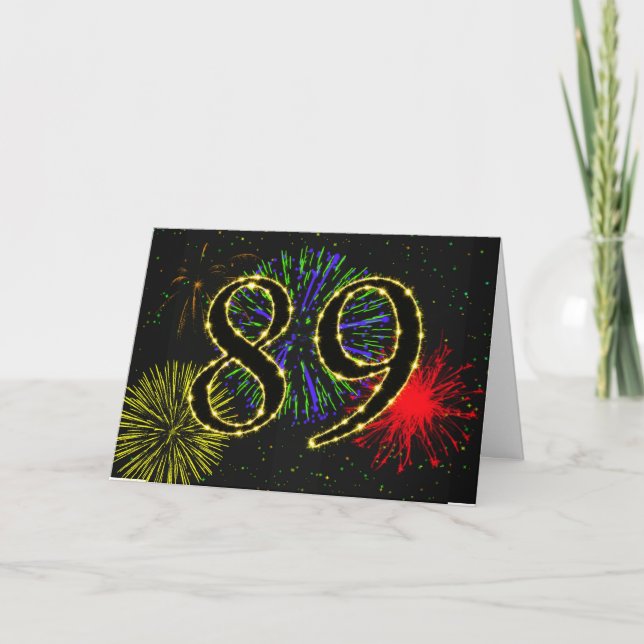 89º Cartão de aniversário com fogos de artifício (Frente)