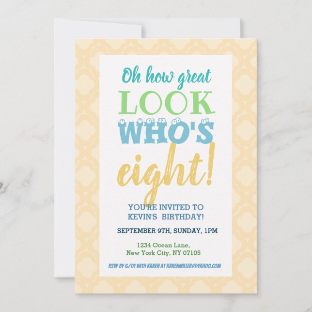 8.º Aniversário do Convite (Frente)