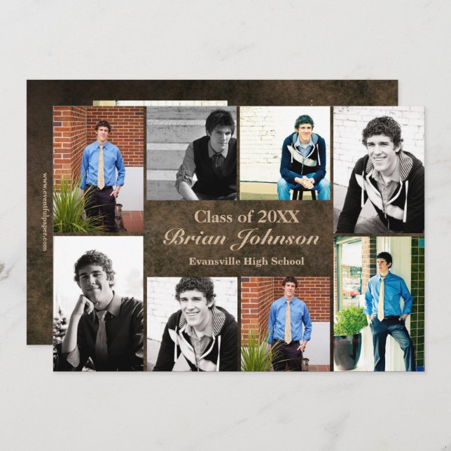 8/9 Fotos de couro - Anúncio de graduação (Frente/Verso)