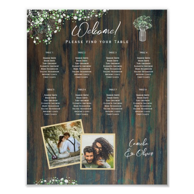 8 Mesa Rústica Madeira Gypsophila FOTO (Frente)