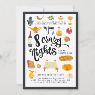8 Noites Loucas Convite para Festa de Hanukkah