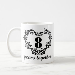 8o Aniversário 8 junto do coração anos de caneca