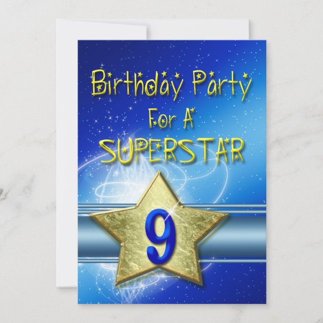 9º Convite de aniversário para uma Superstar. (Frente)