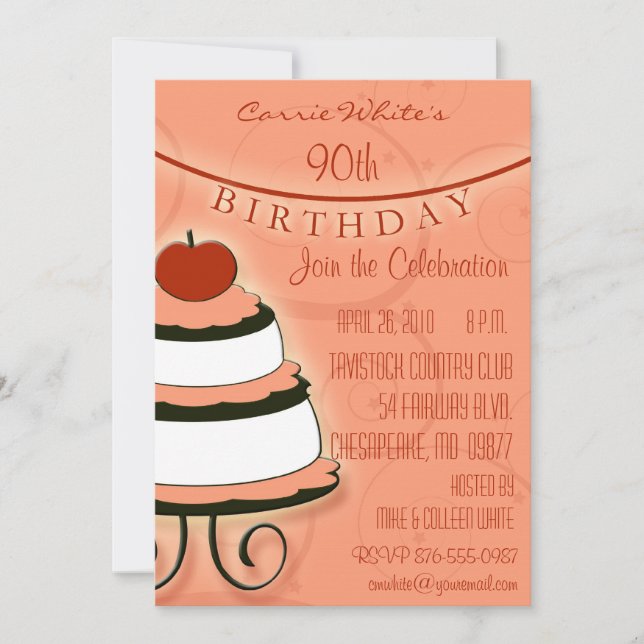 90 - 99º Convites de aniversário (Frente)