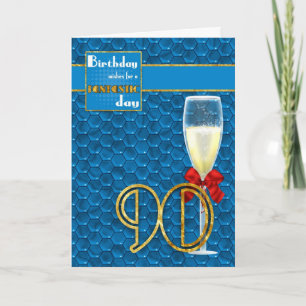 90 Birthday - Champanhe de Cartão de Aniversário