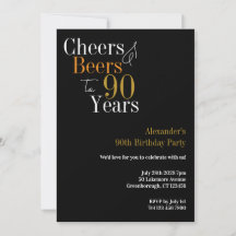 90 Birthday Cheers and Beers Convite de festas