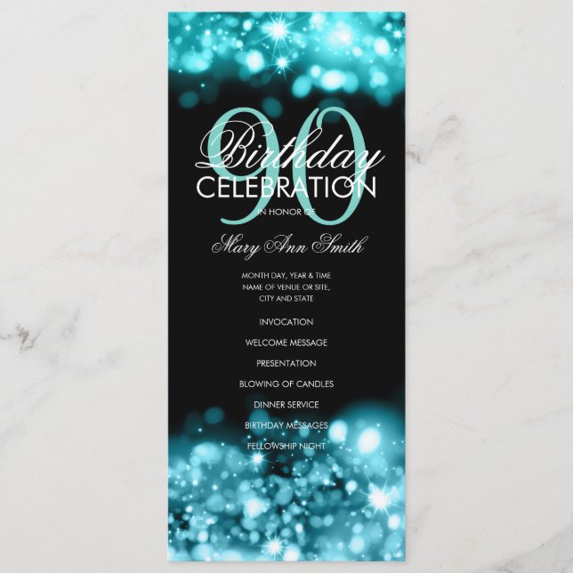 90 Birthday Programa Glam Lights Menu Teto (Frente)