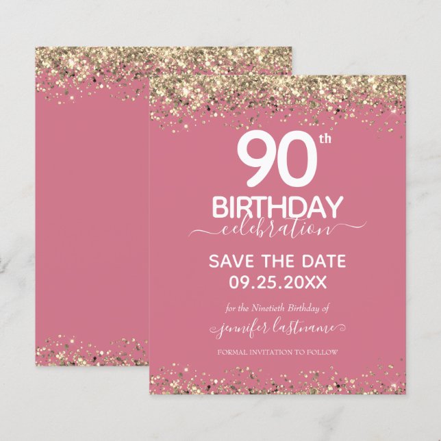 90 Birthday Salvar Convite de Orçamento de Data (Frente/Verso)