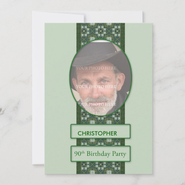 90 Convite de aniversário Adicionar uma imagem e (Frente)