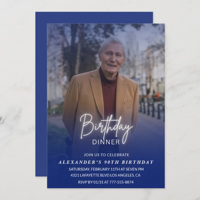 90 convite de aniversário Janto de aniversário (Frente/Verso)