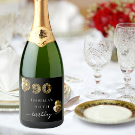 90 de aniversário animal-leopardo-negro de ouro